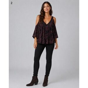 Vintage Y2K Always Indigo‎ Cold Shoulder Top Womens M Purple Velvet Whimsigoth